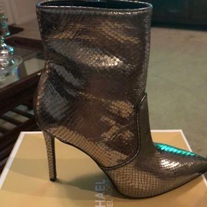 Metallic Leather Ankle Bootie